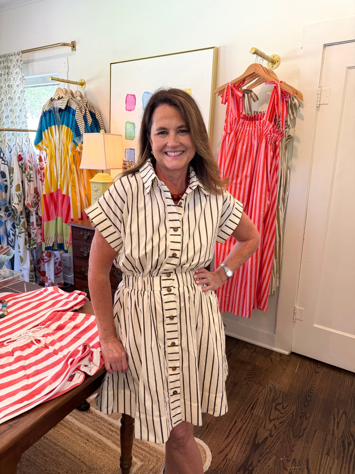Brown Stripe Mini Dress
