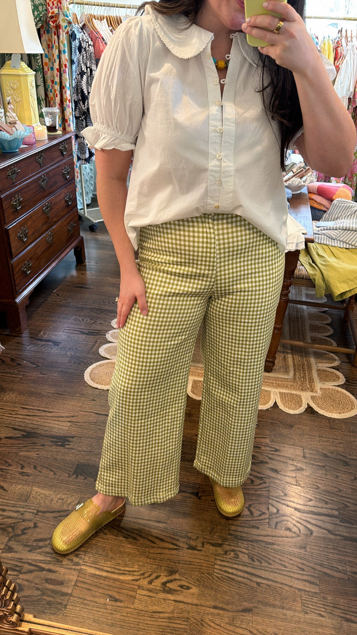 Wide Leg Gingham Pants
