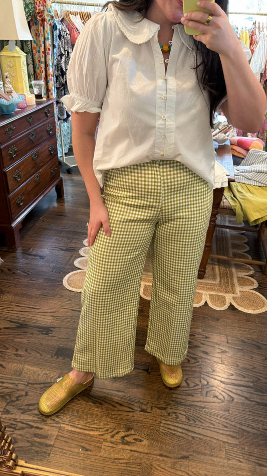 Wide Leg Gingham Pants