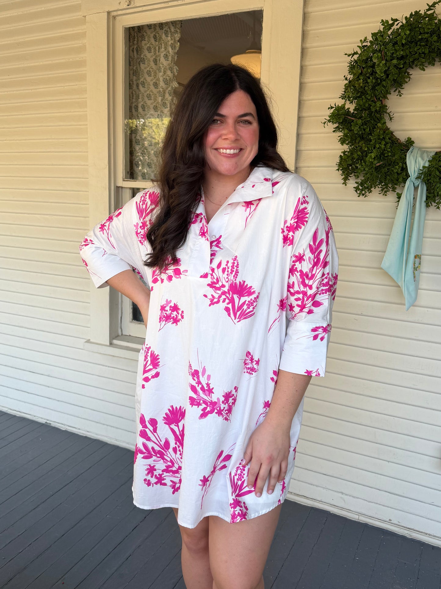 Pink Block Print Dress