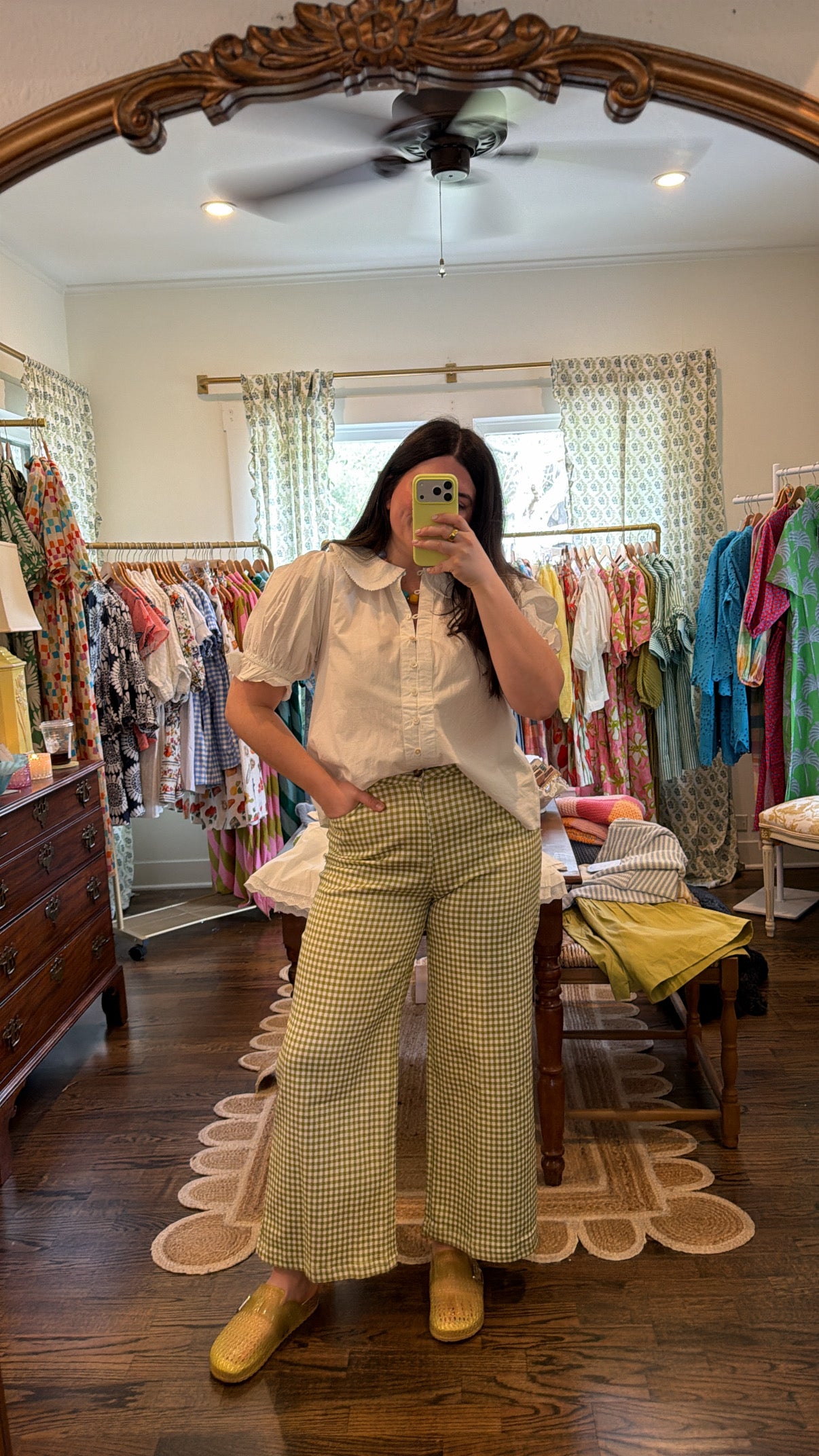 Wide Leg Gingham Pants