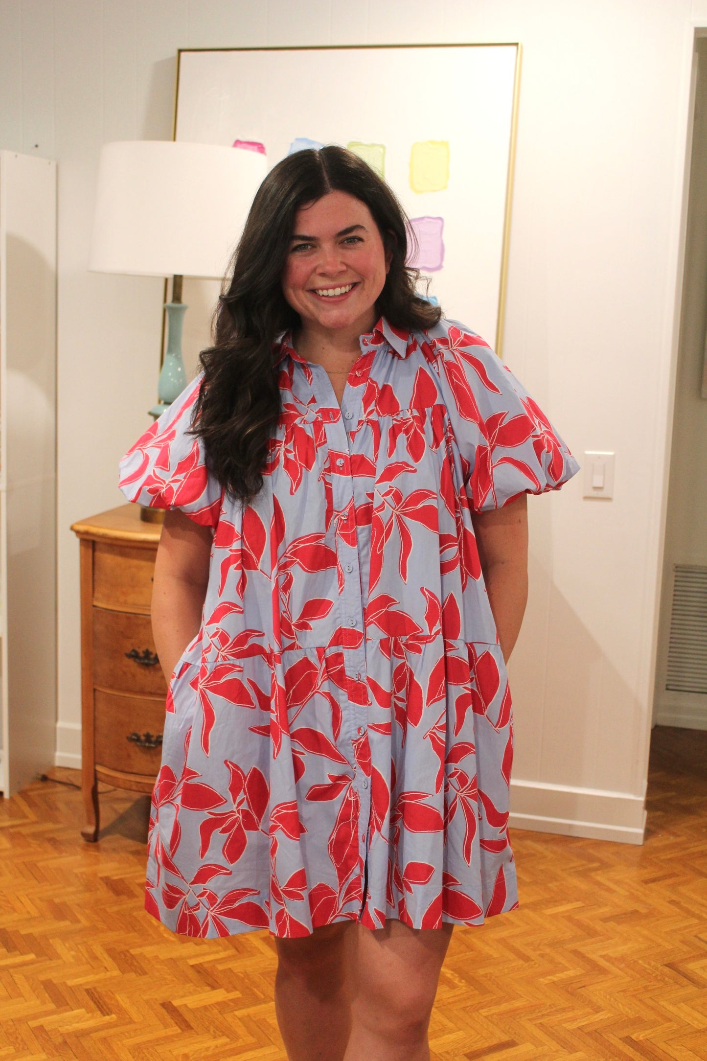 Printed Mini Shirt Dress