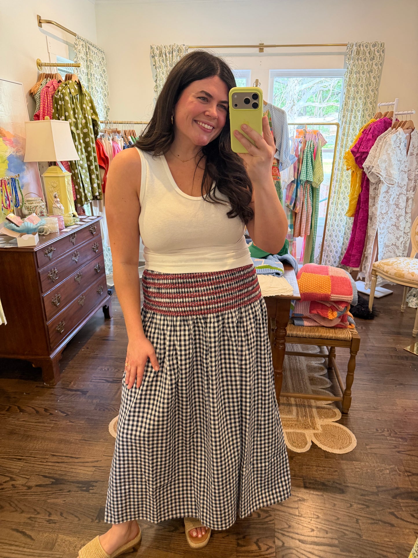 Navy Gingham Skirt