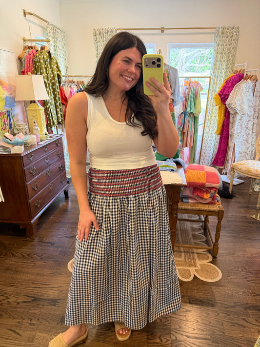 Navy Gingham Skirt