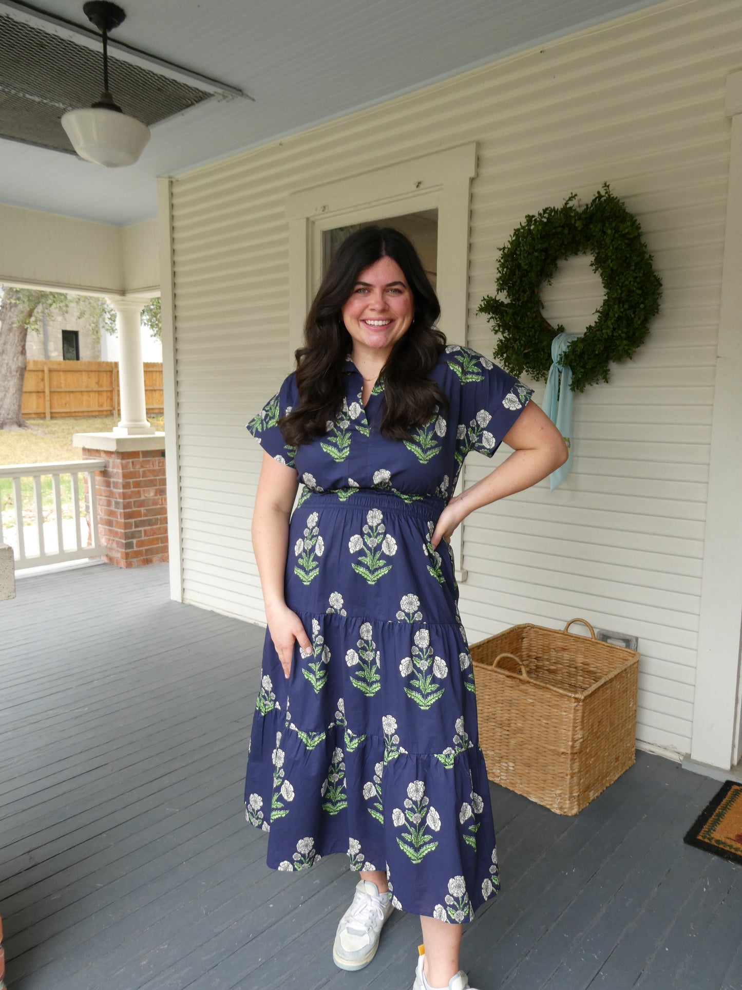 THML Navy Floral Midi