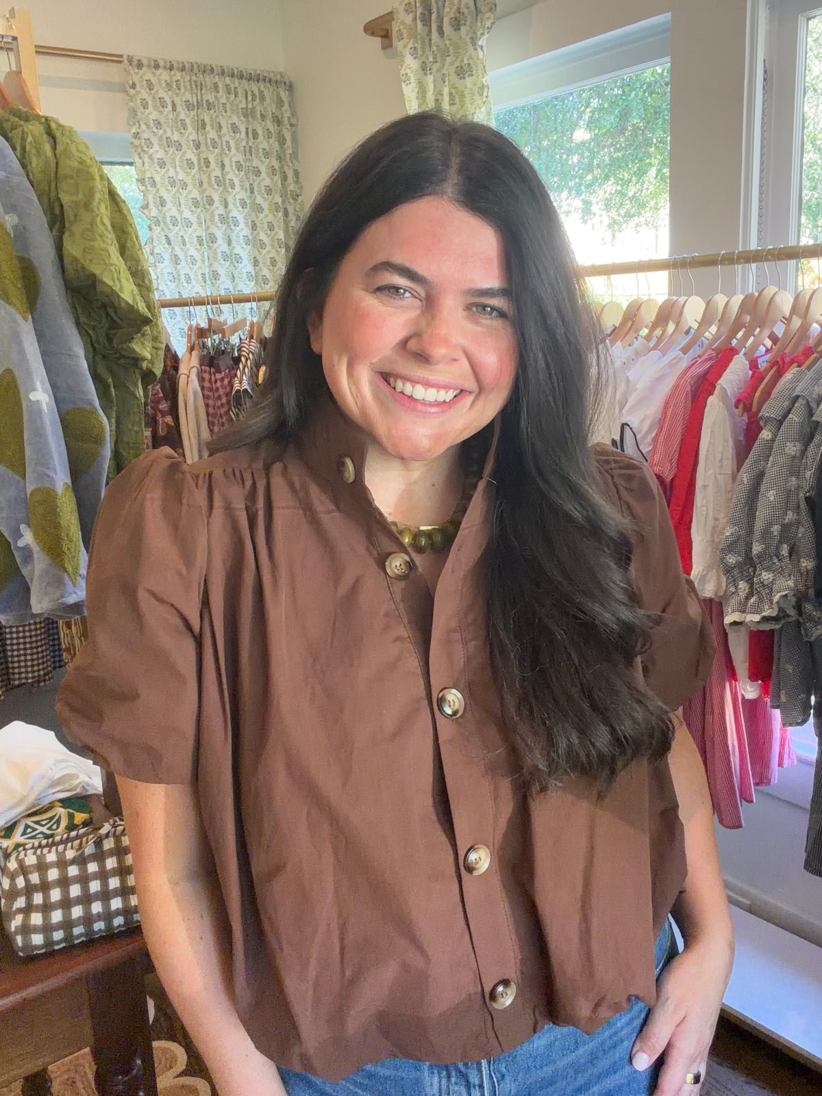 Button Up Bubble Top