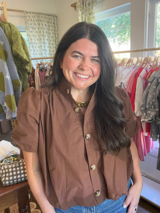 Button Up Bubble Top