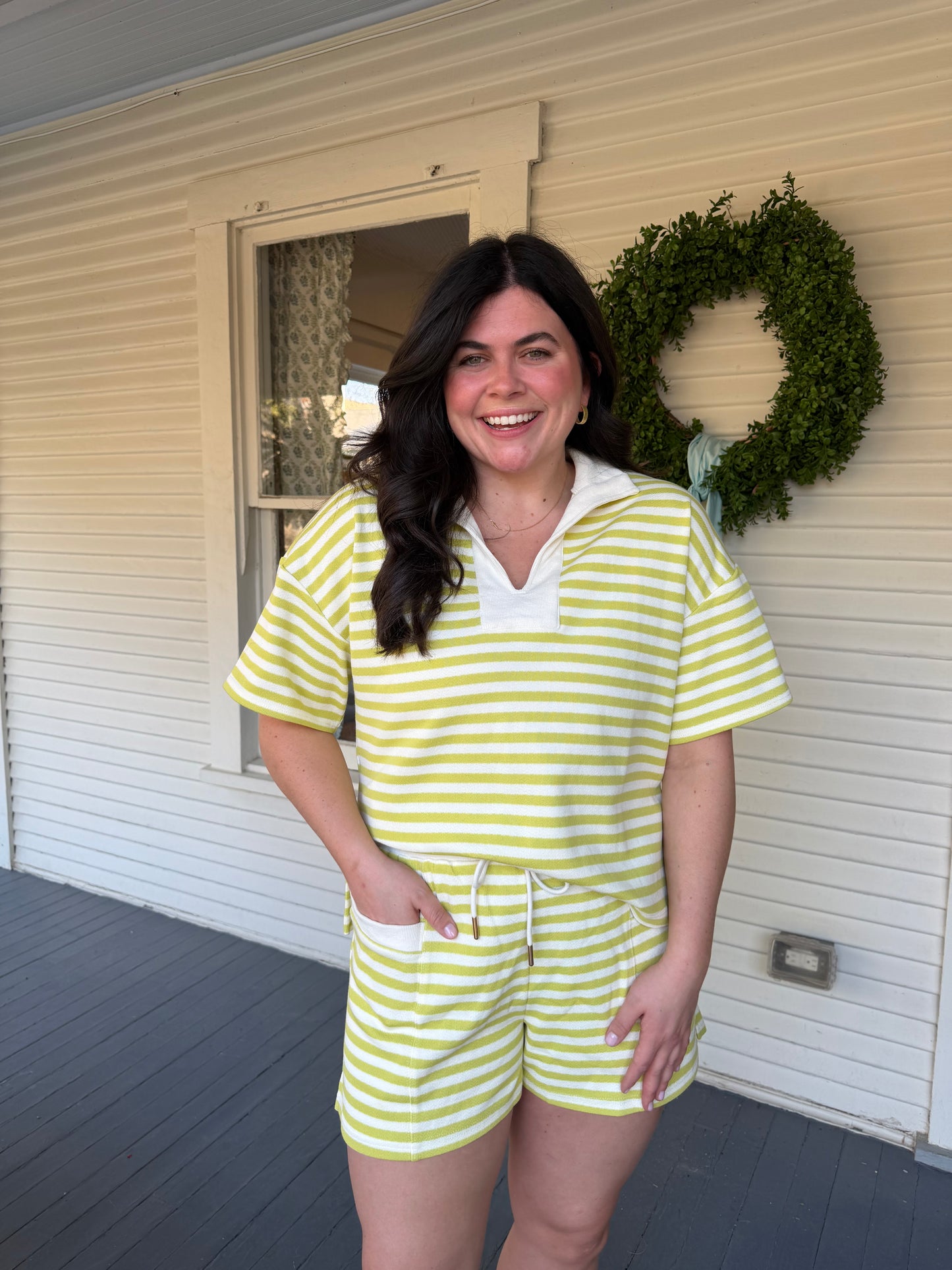 Chartreuse Striped Set