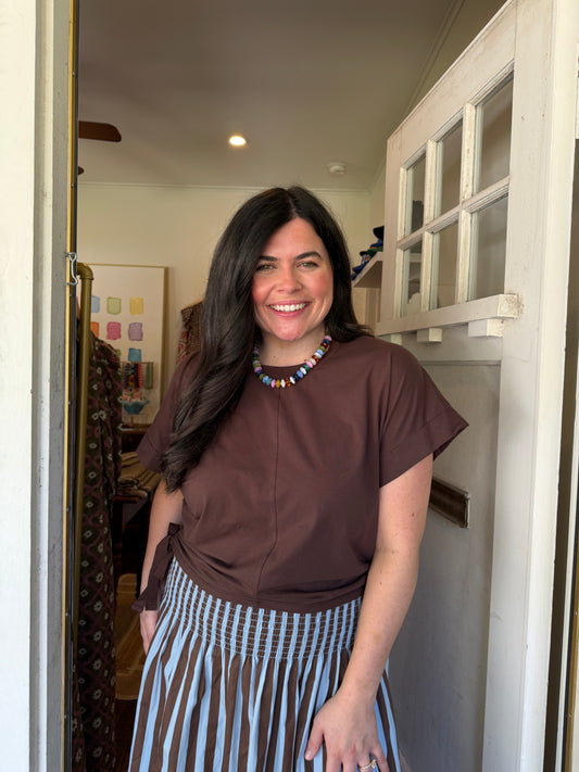 Brown Side Tie Top