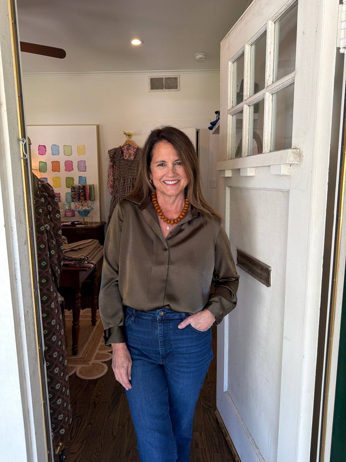 Moss Satin Shirt