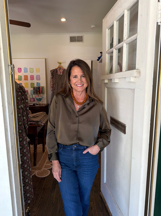 Moss Satin Shirt