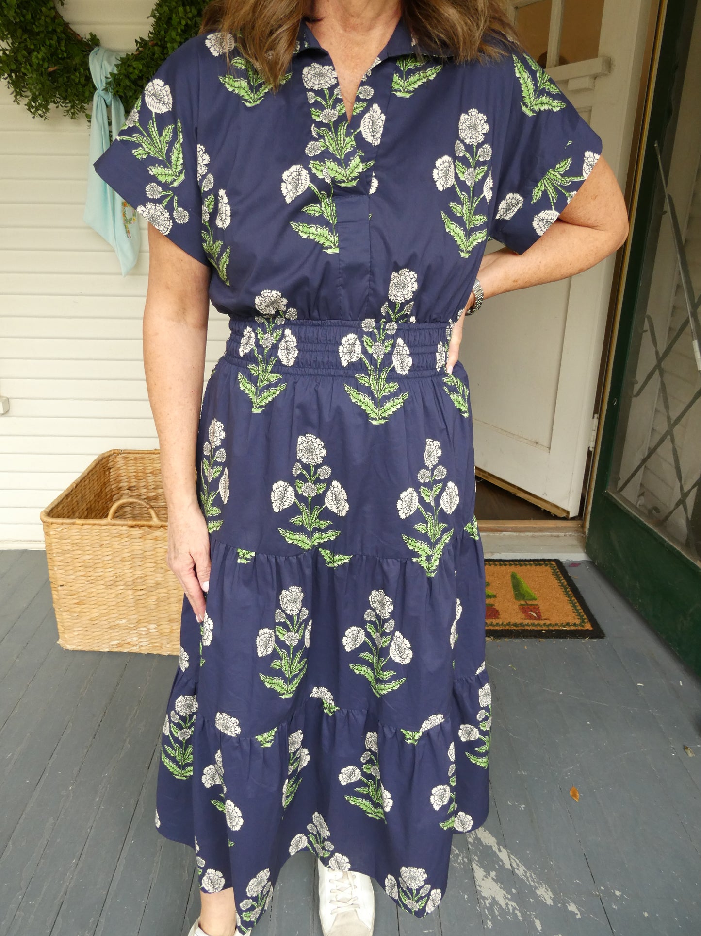 THML Navy Floral Midi