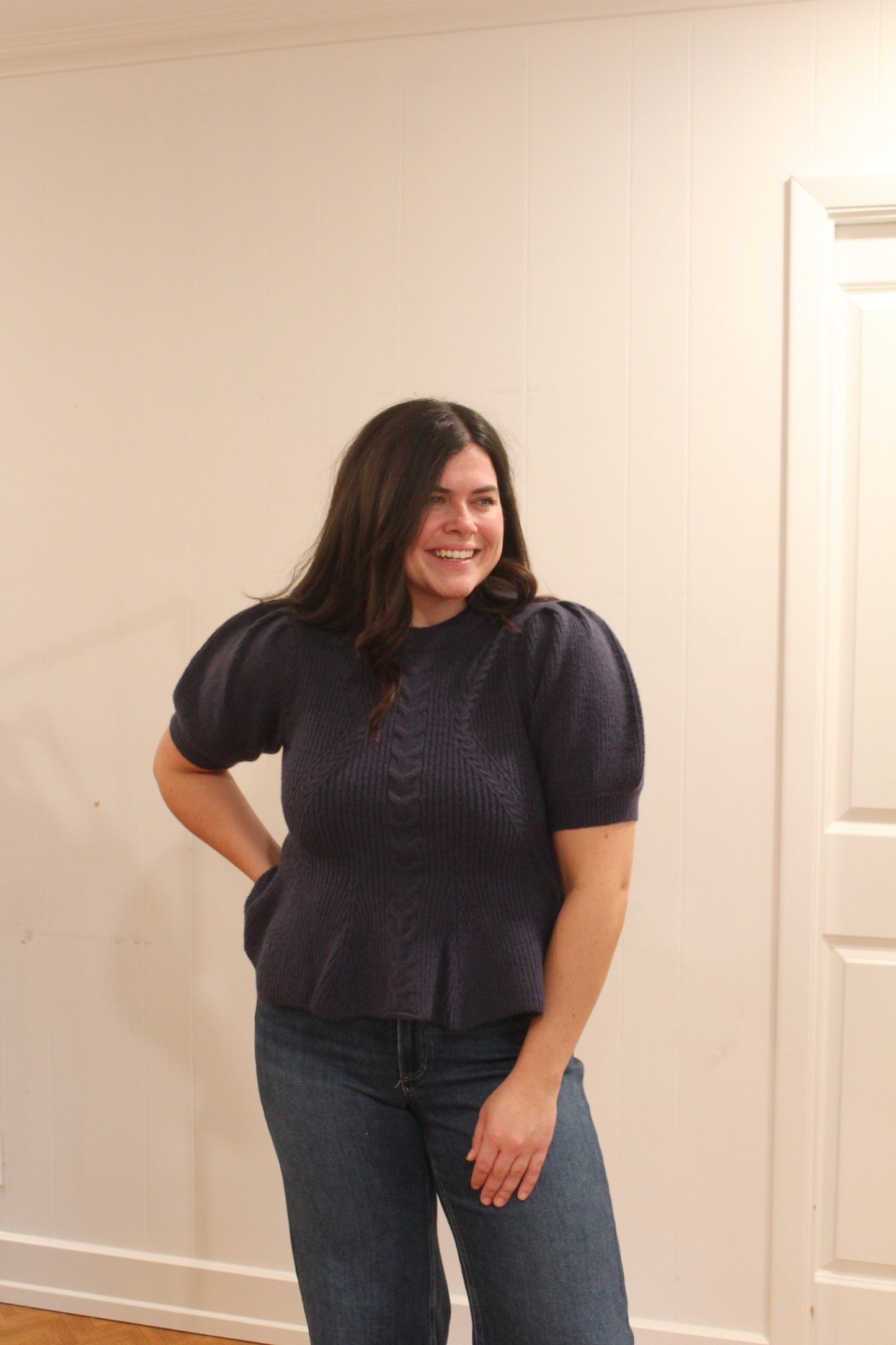 Navy Peplum Sweater