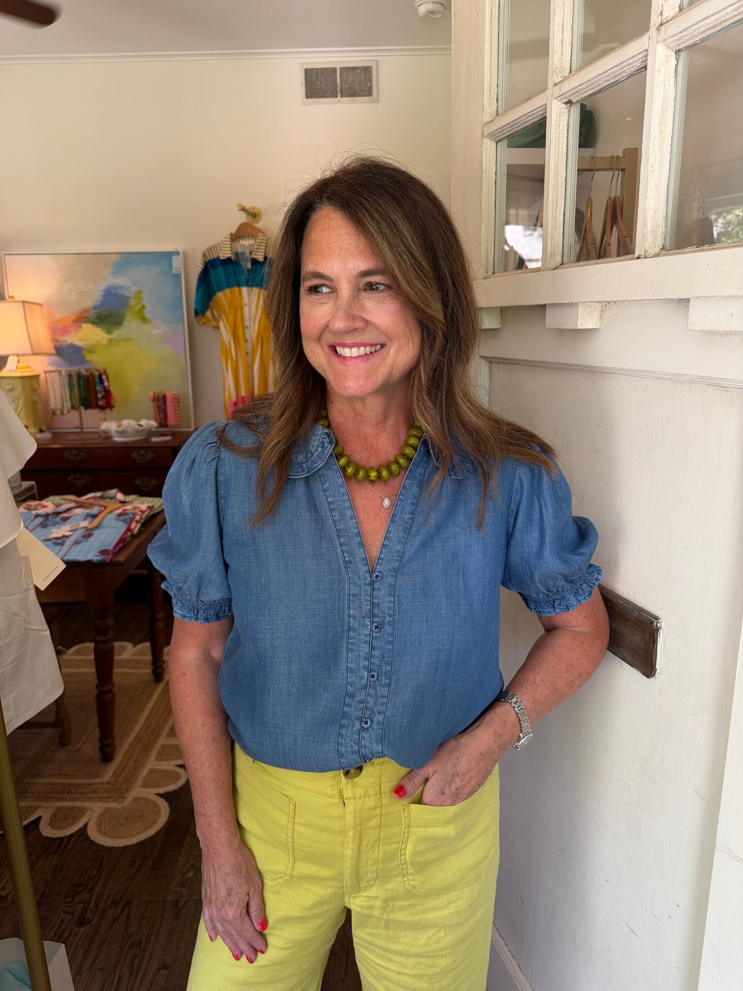 Chambray Denim Top