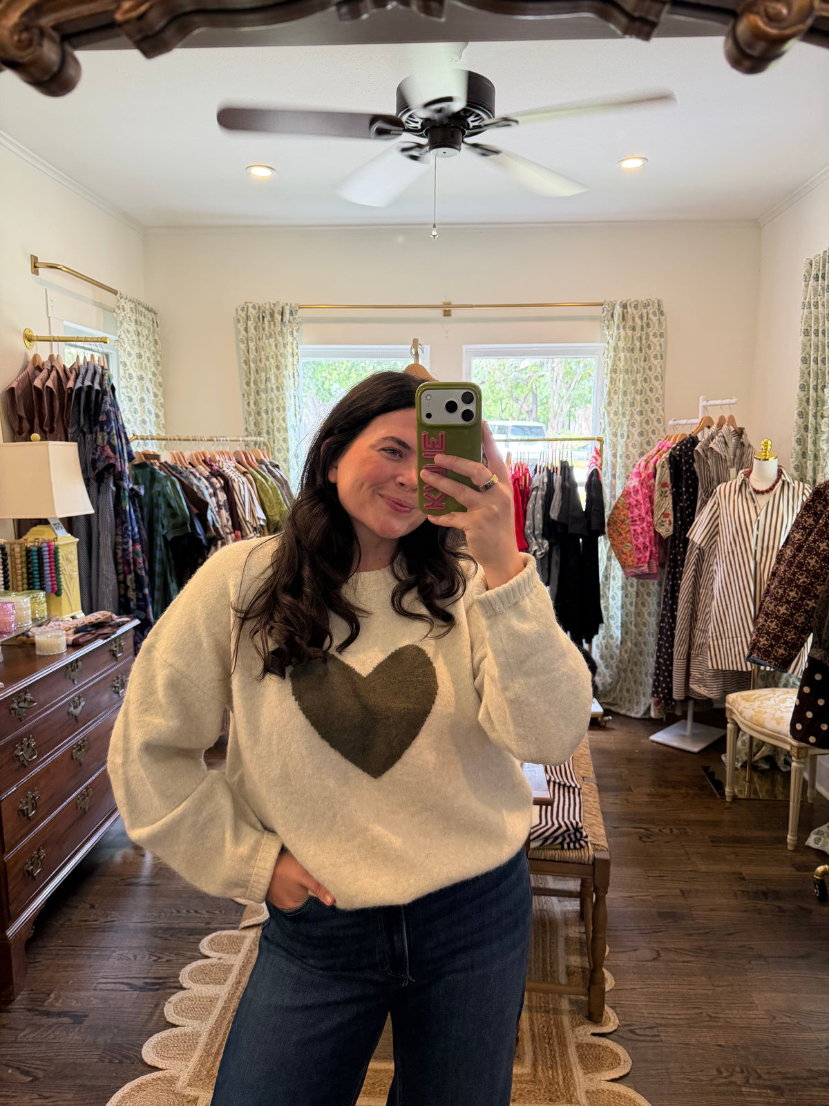 Olive Heart Sweater