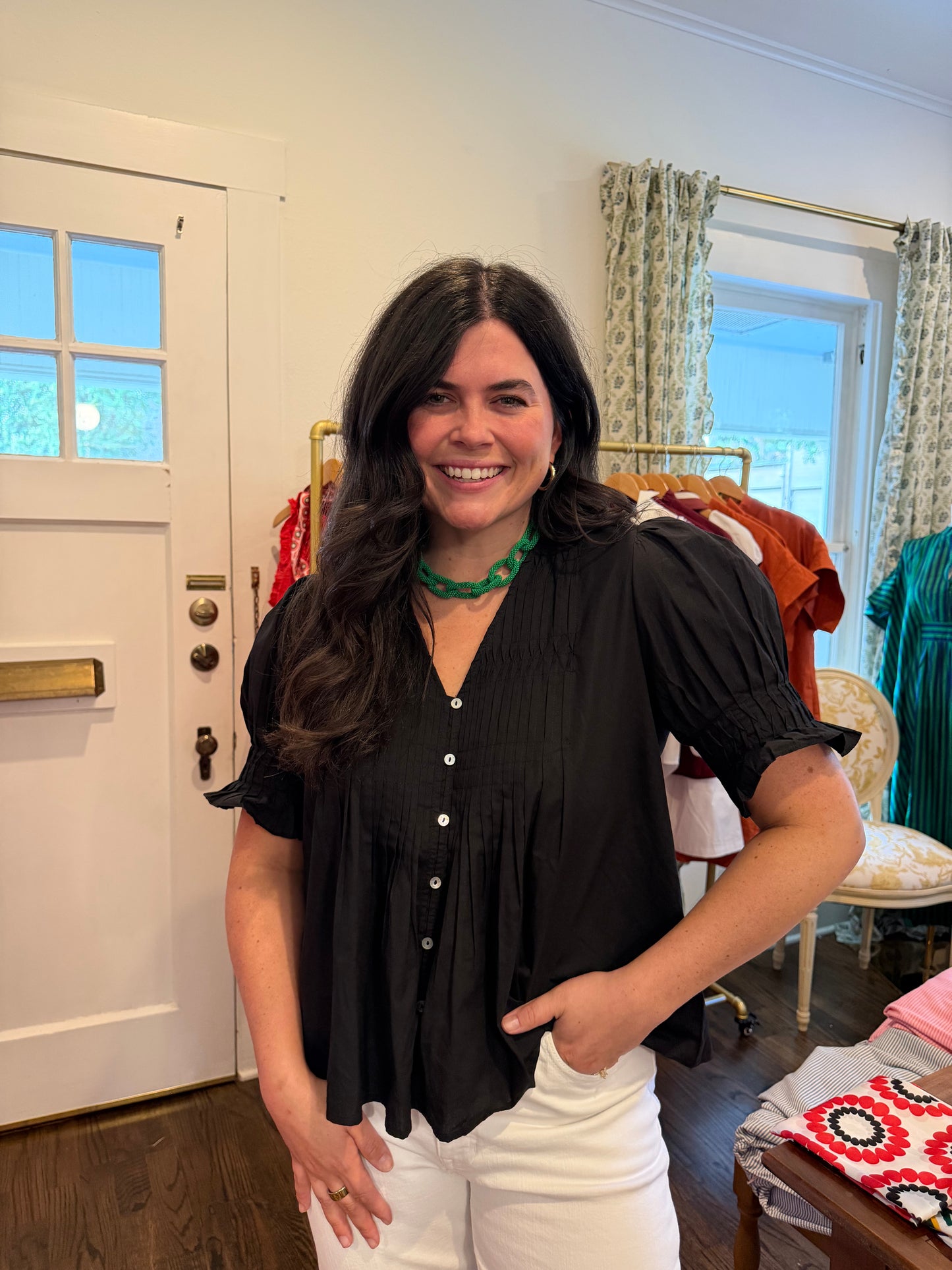 Pleated Black Blouse