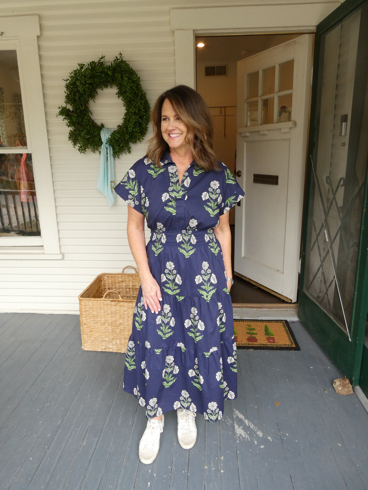 THML Navy Floral Midi