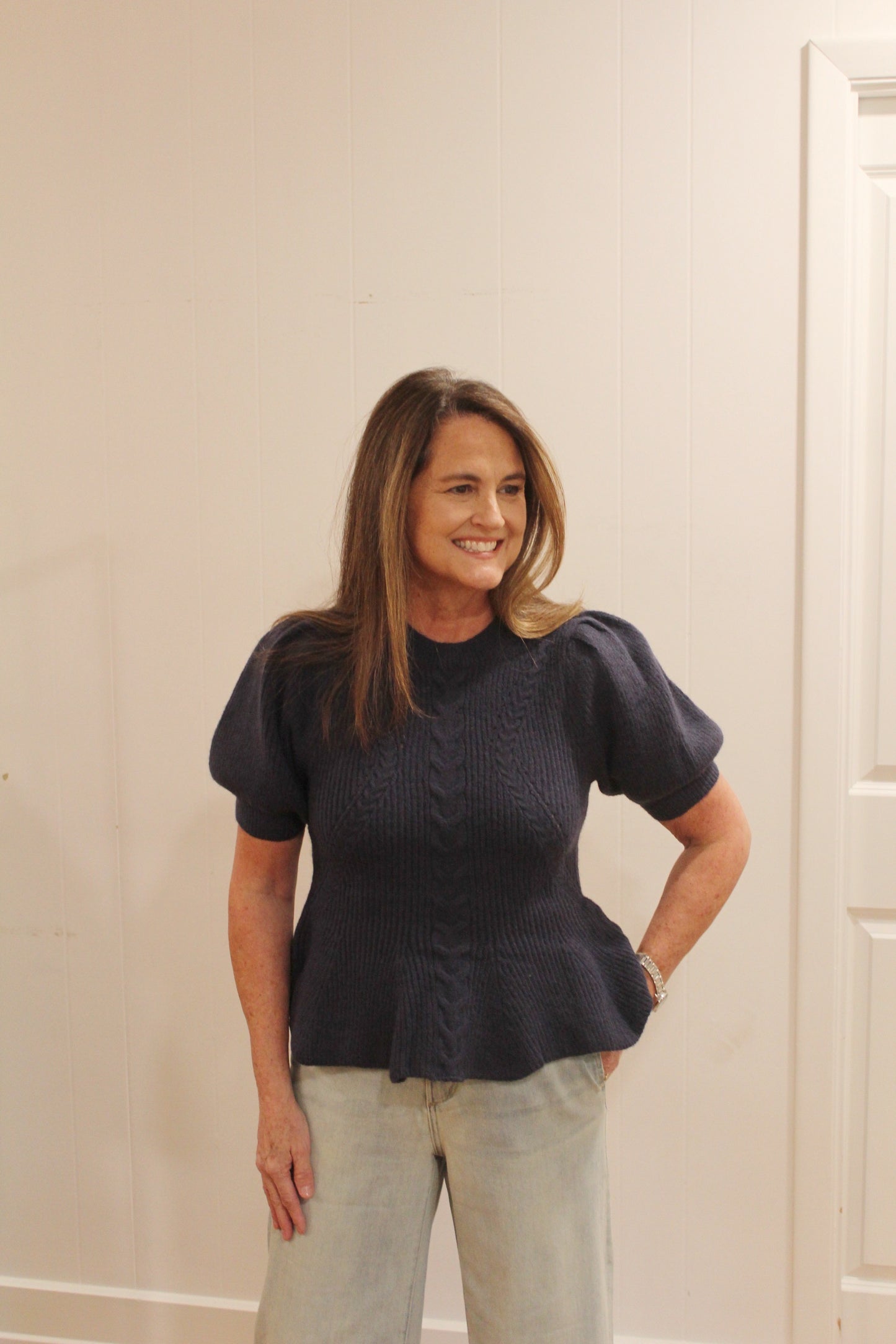 Navy Peplum Sweater