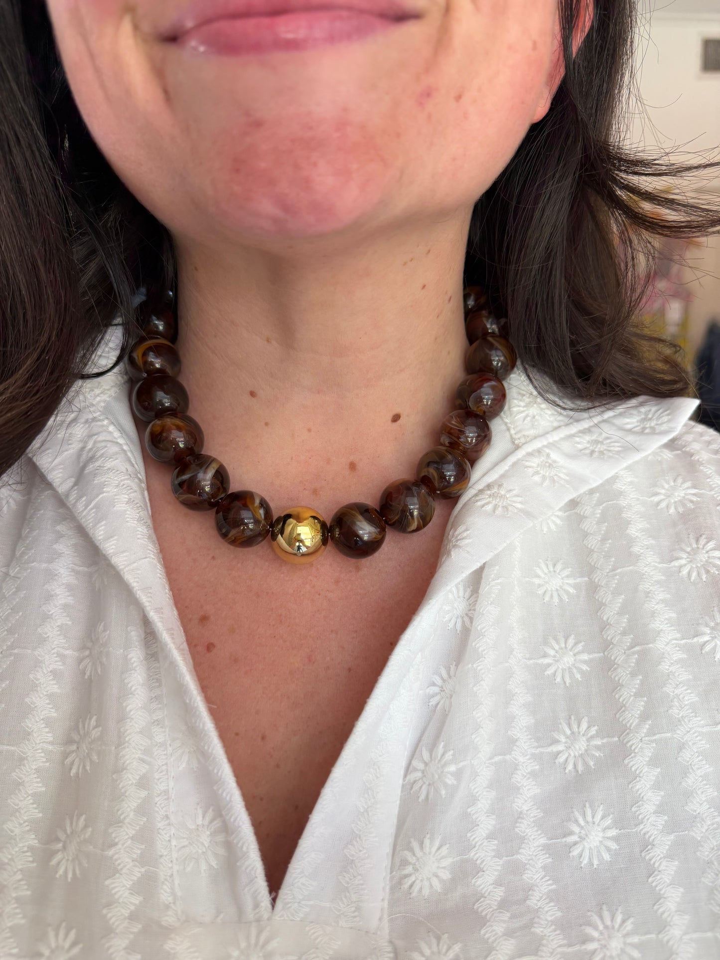 Brown / Gold Bubble Necklace