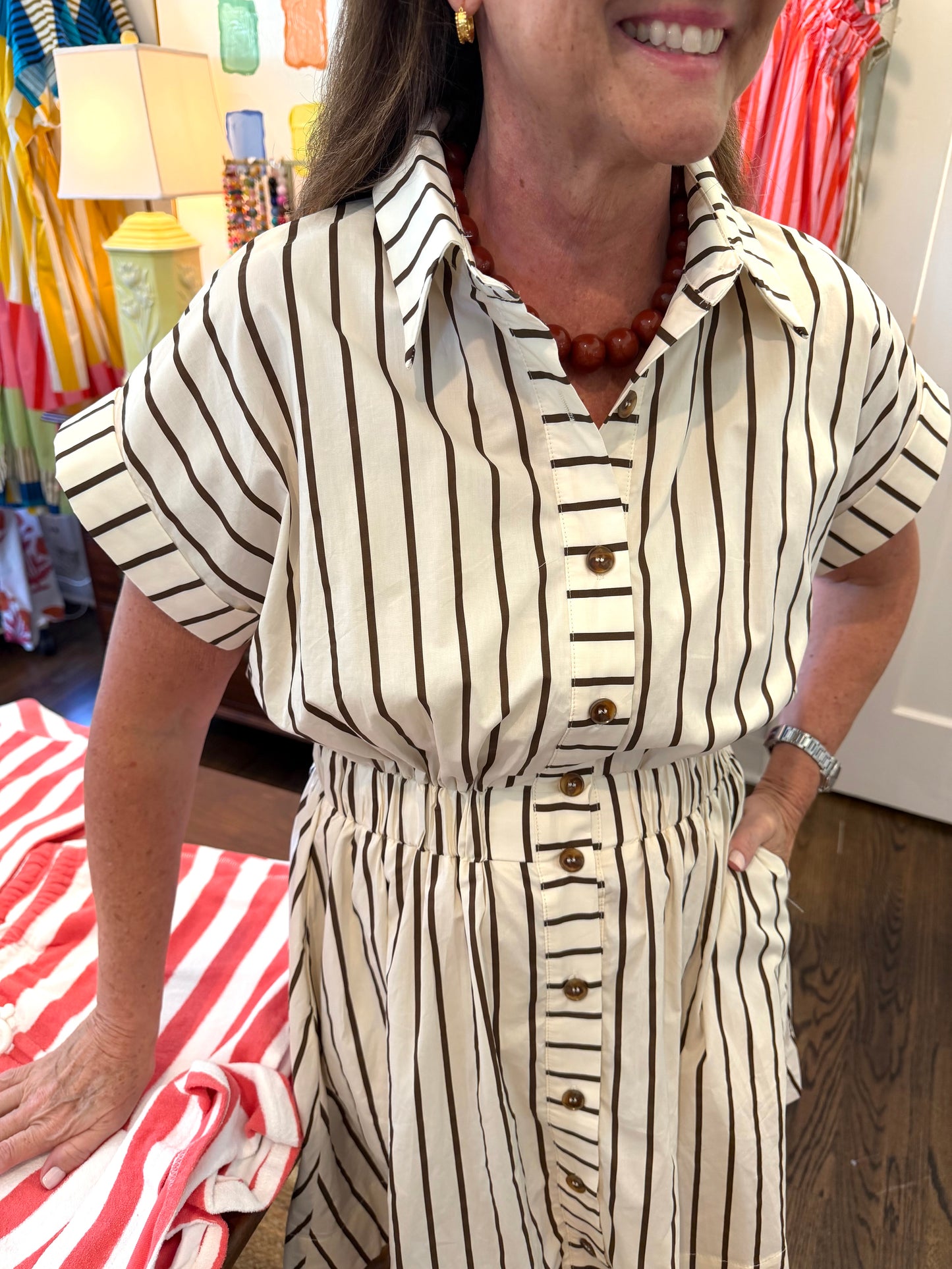 Brown Stripe Mini Dress