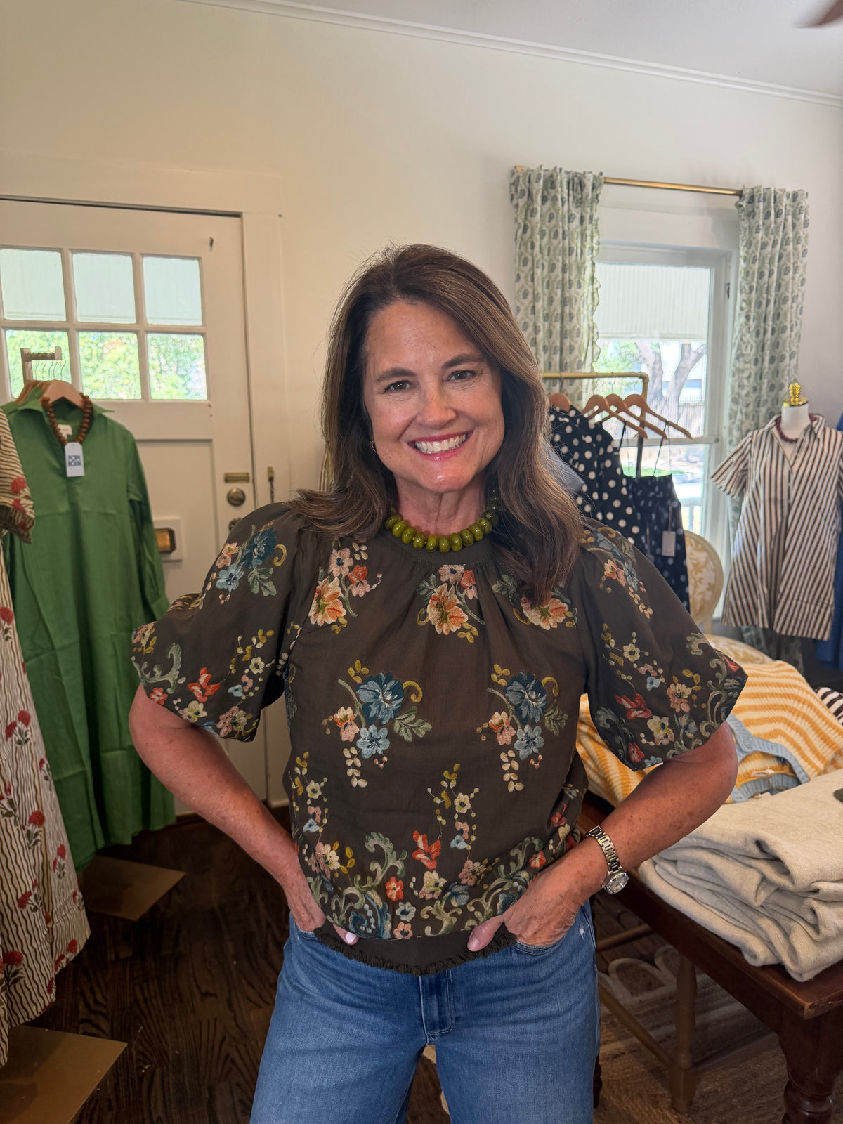 Brown Floral Top