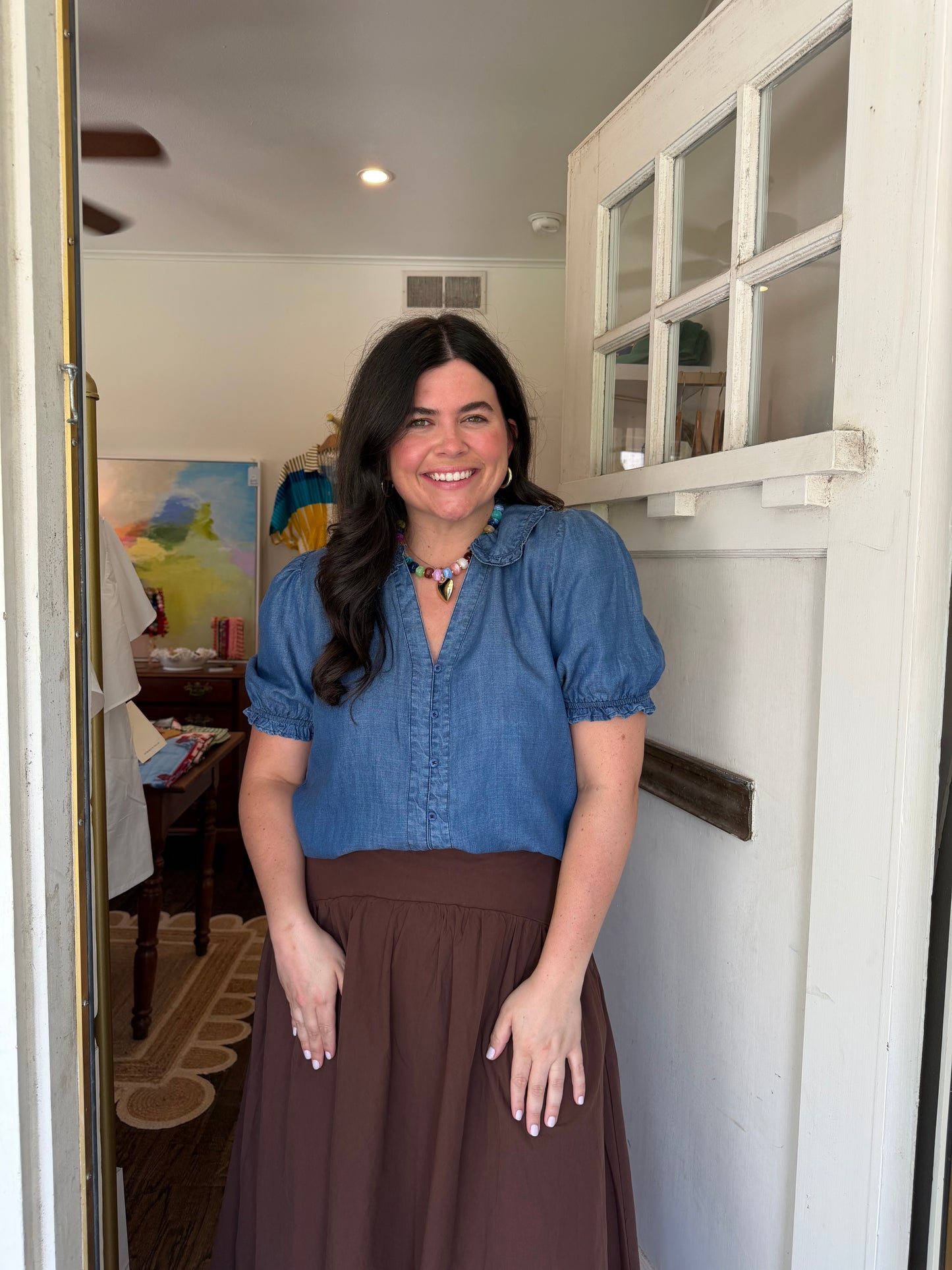 Chambray Denim Top
