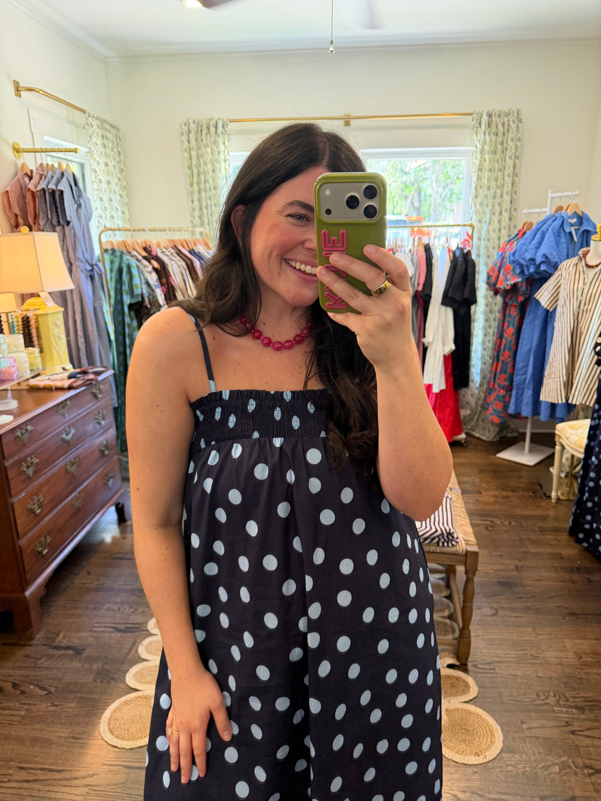 Navy Polka Dot Maxi