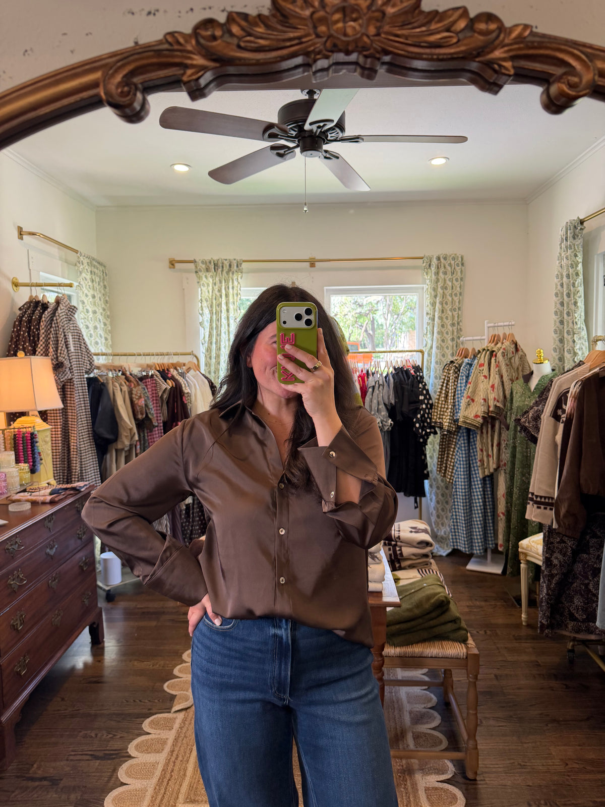 Brown Satin Shirt