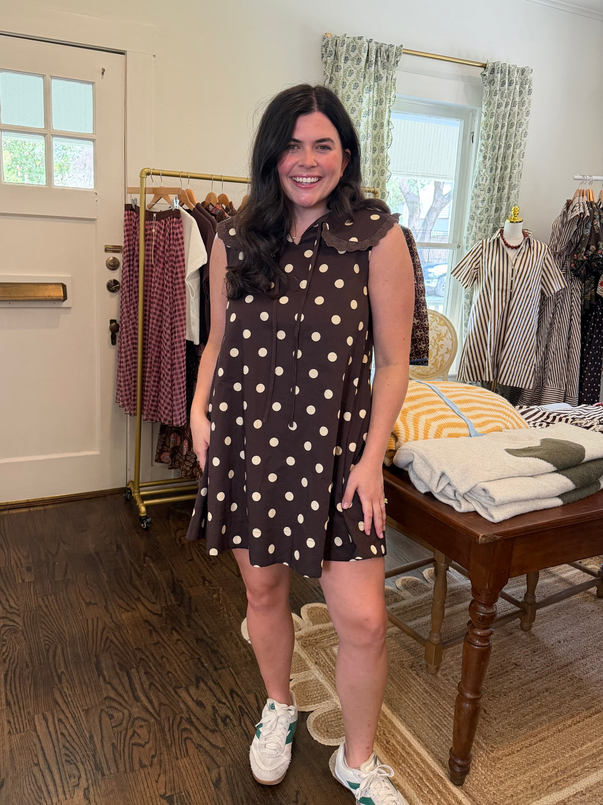 Polka Dot Bib Mini Dress