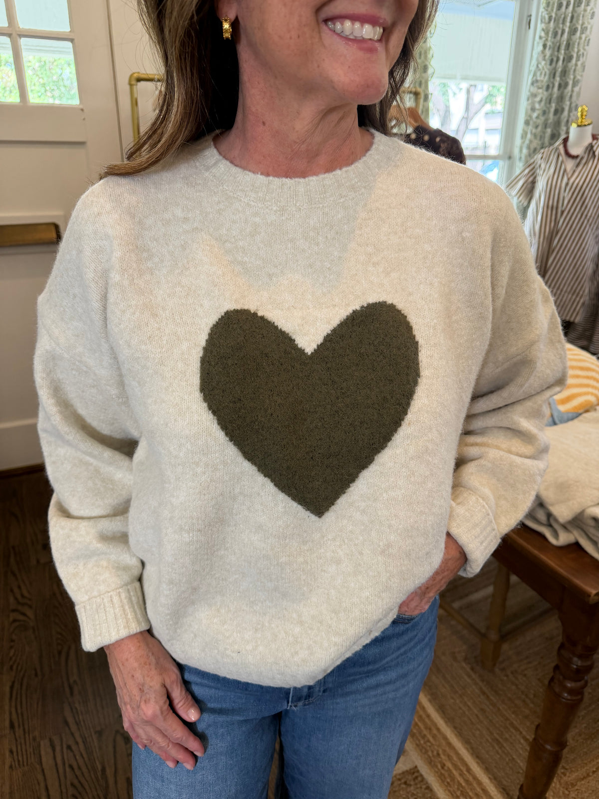 Olive Heart Sweater