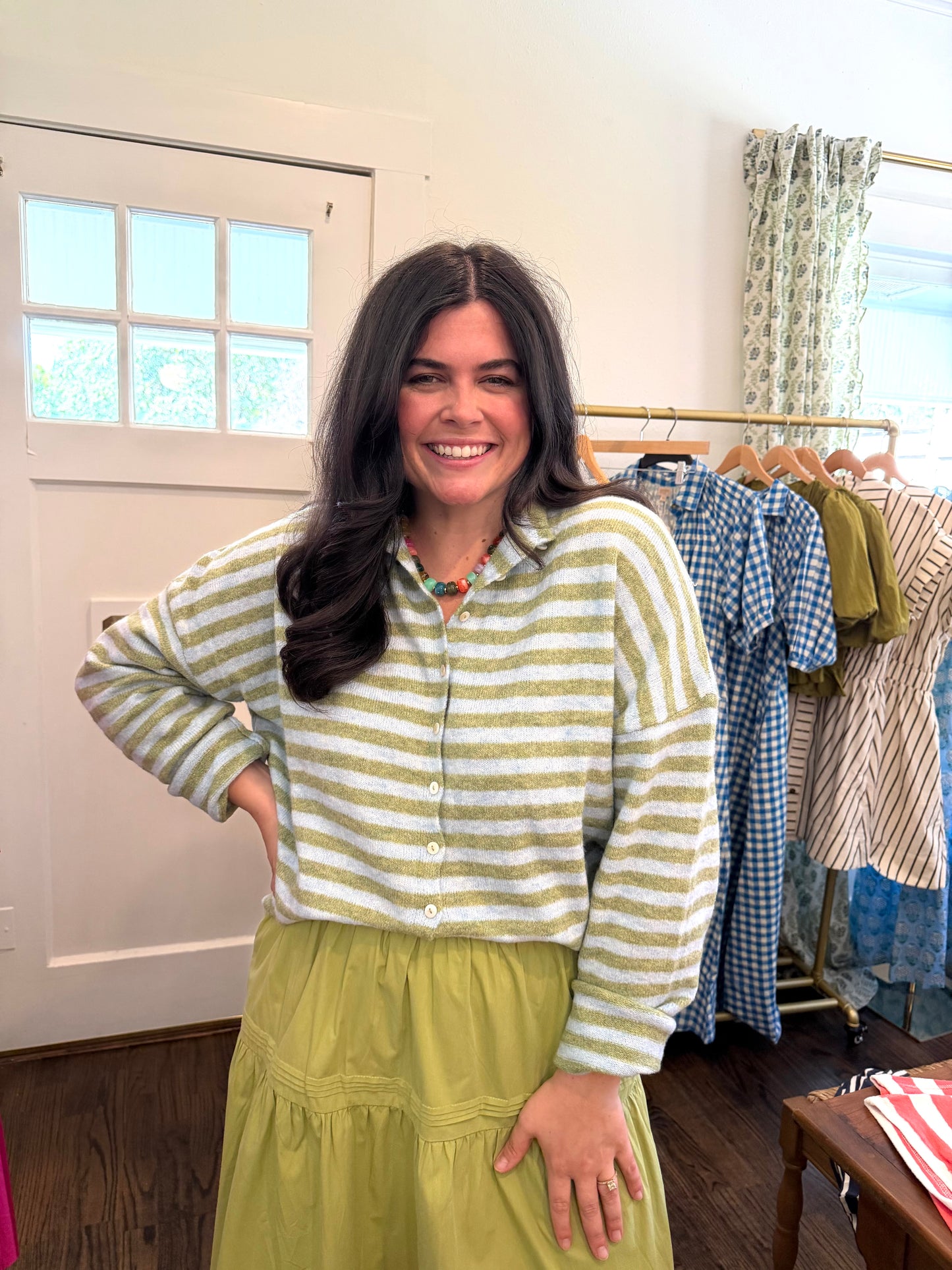 Matcha and Blue Piper Cardigan