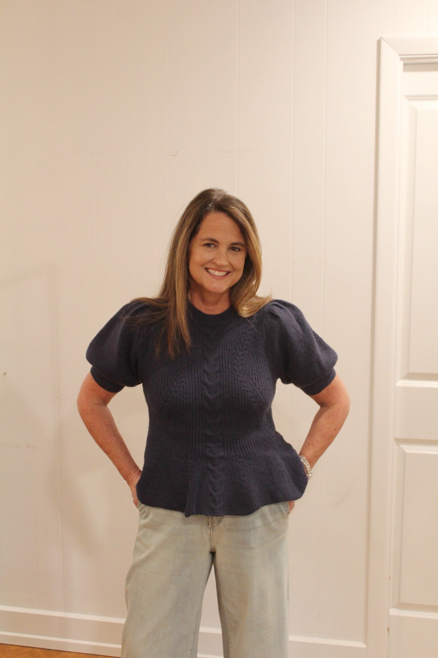 Navy Peplum Sweater