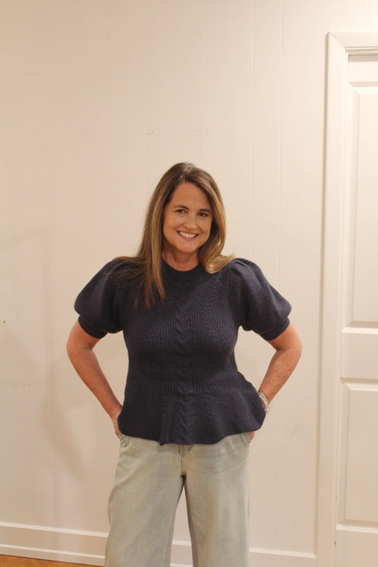 Navy Peplum Sweater