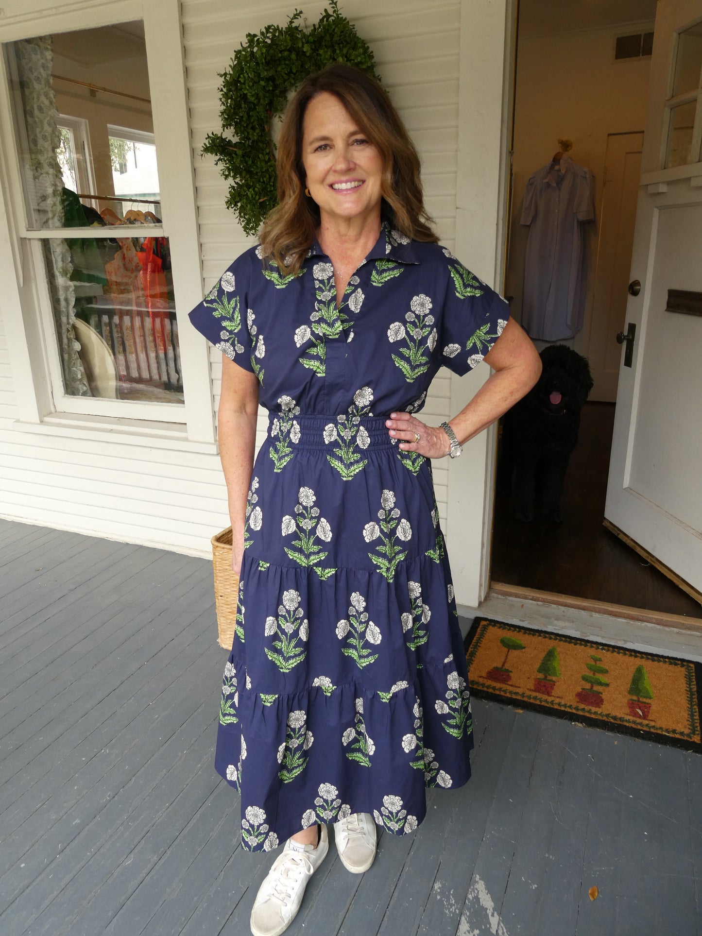 THML Navy Floral Midi