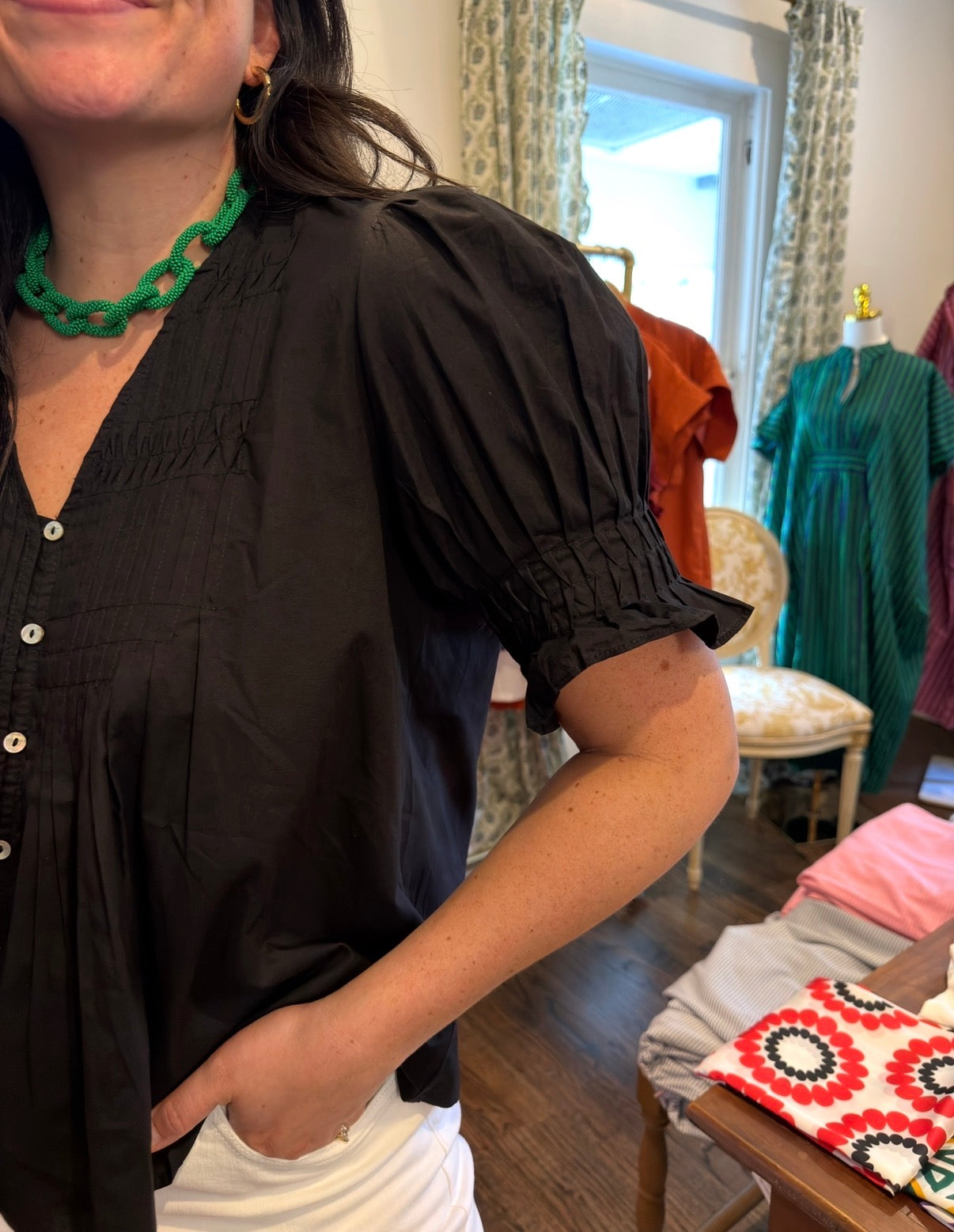 Pleated Black Blouse