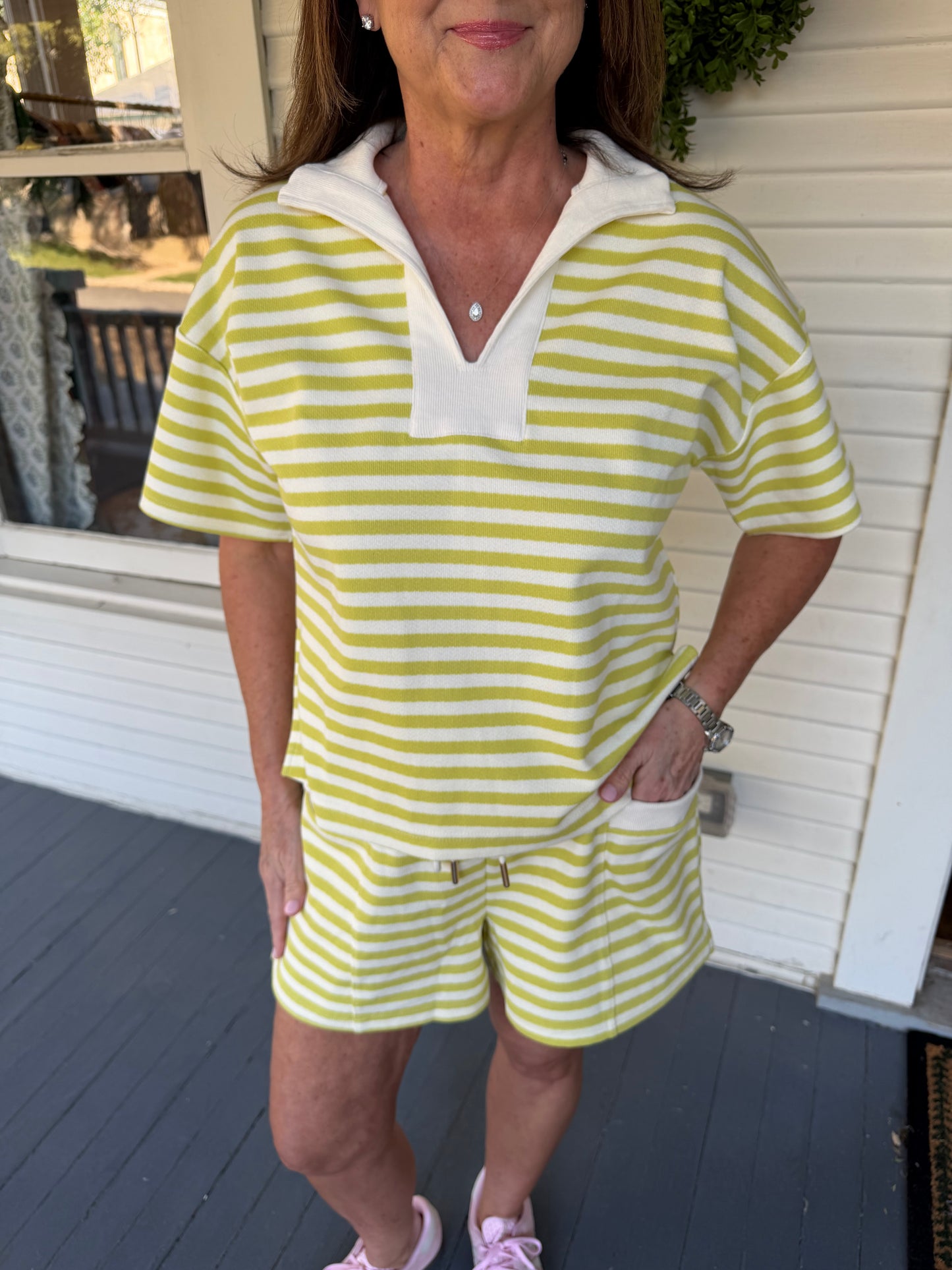 Chartreuse Striped Set