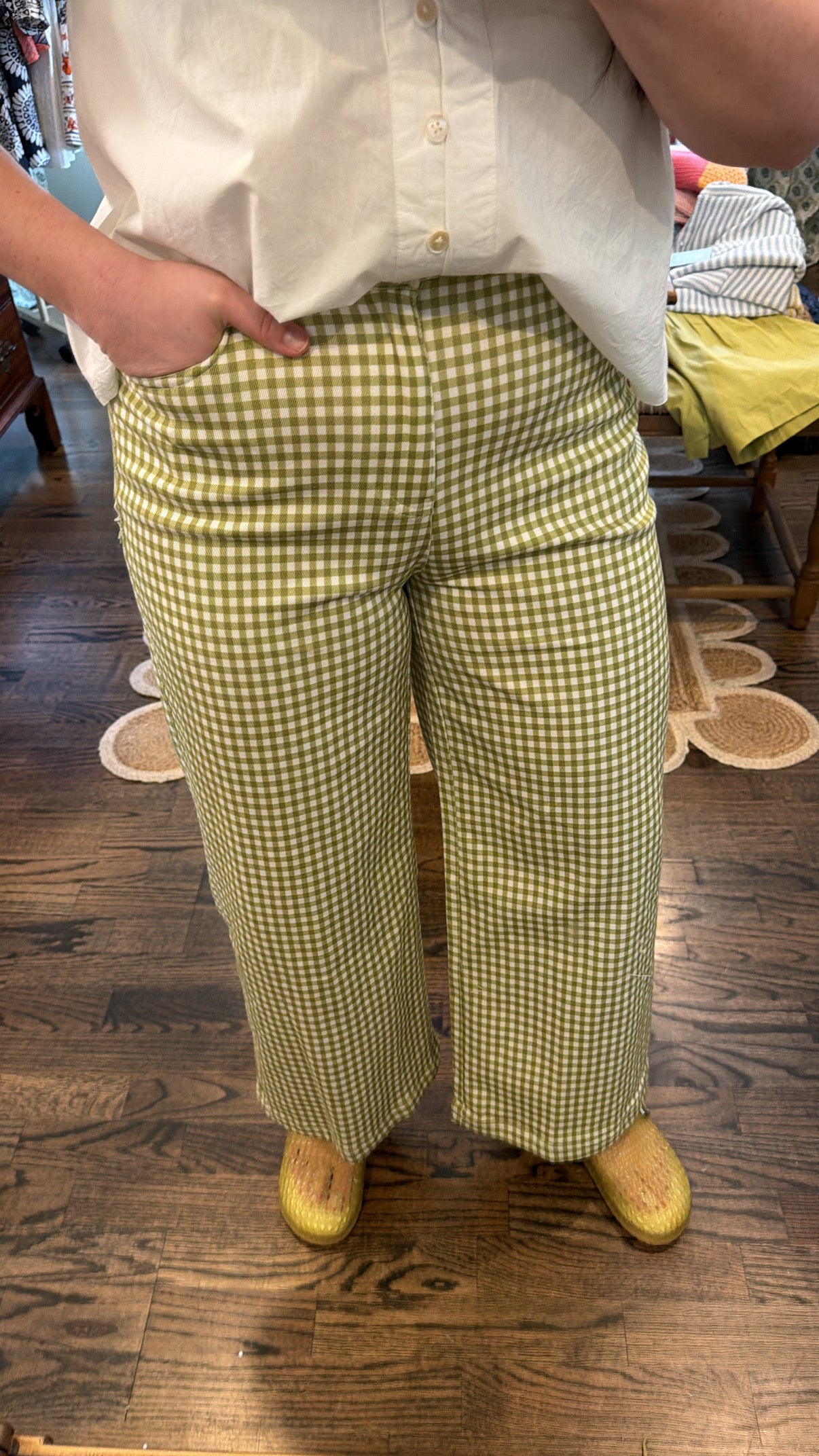 Wide Leg Gingham Pants