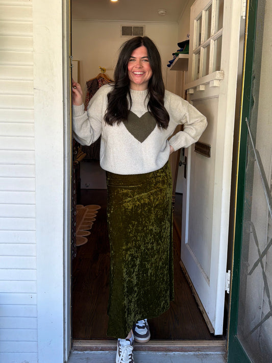 Olive Velvet Skirt