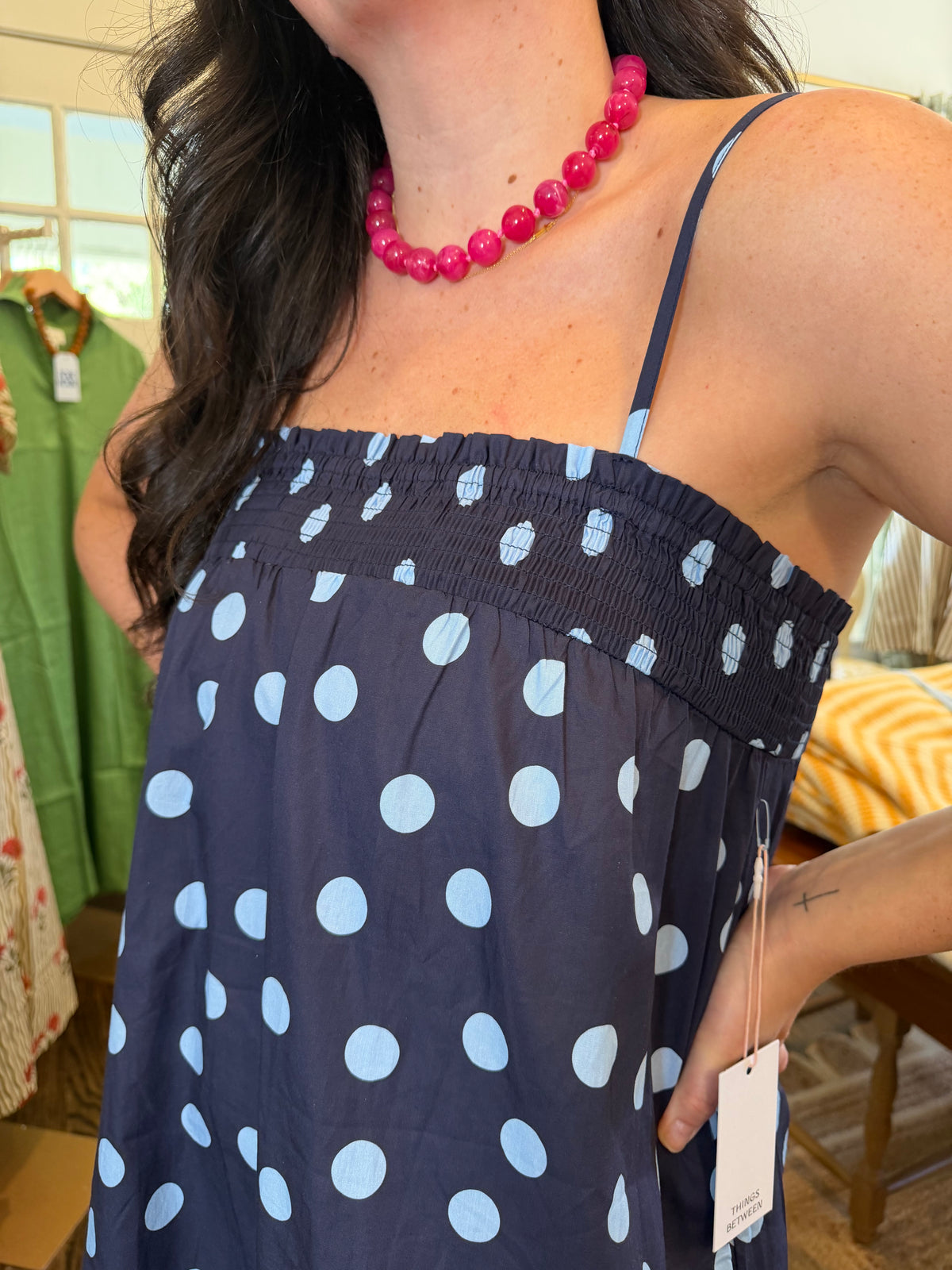 Navy Polka Dot Maxi