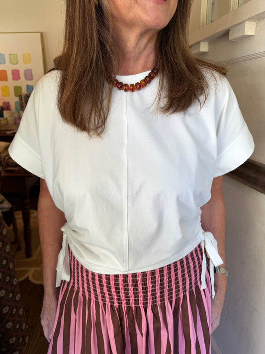 White Side Tie Top