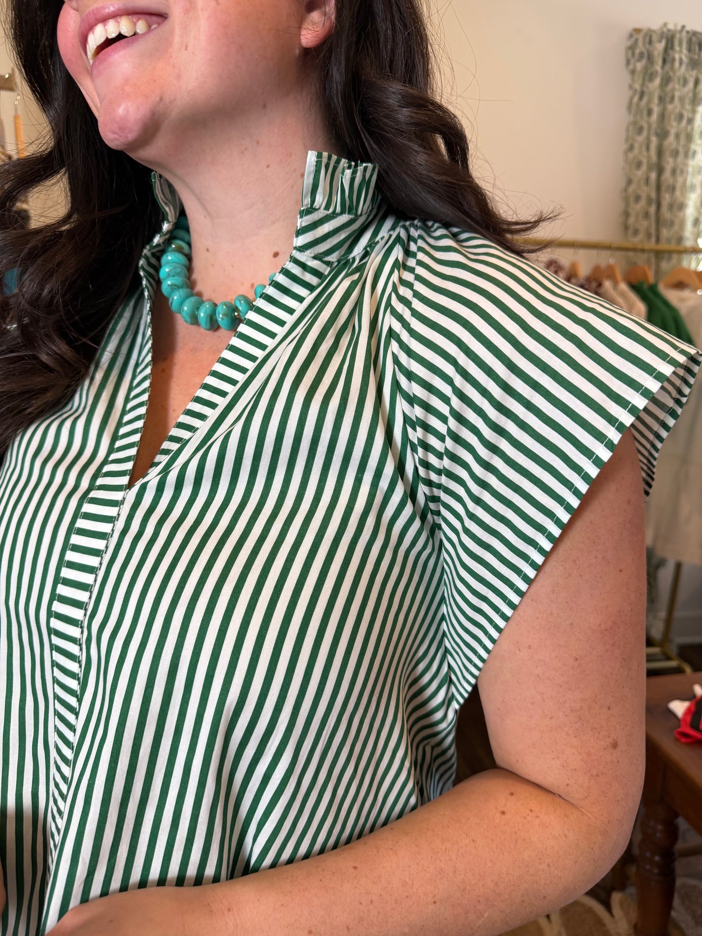 Green Stripe Mini Dress