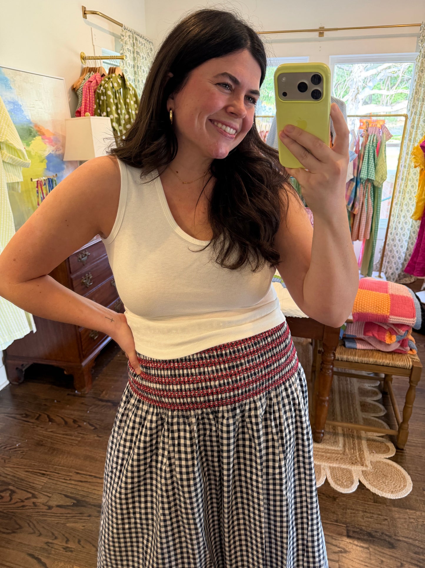 Navy Gingham Skirt