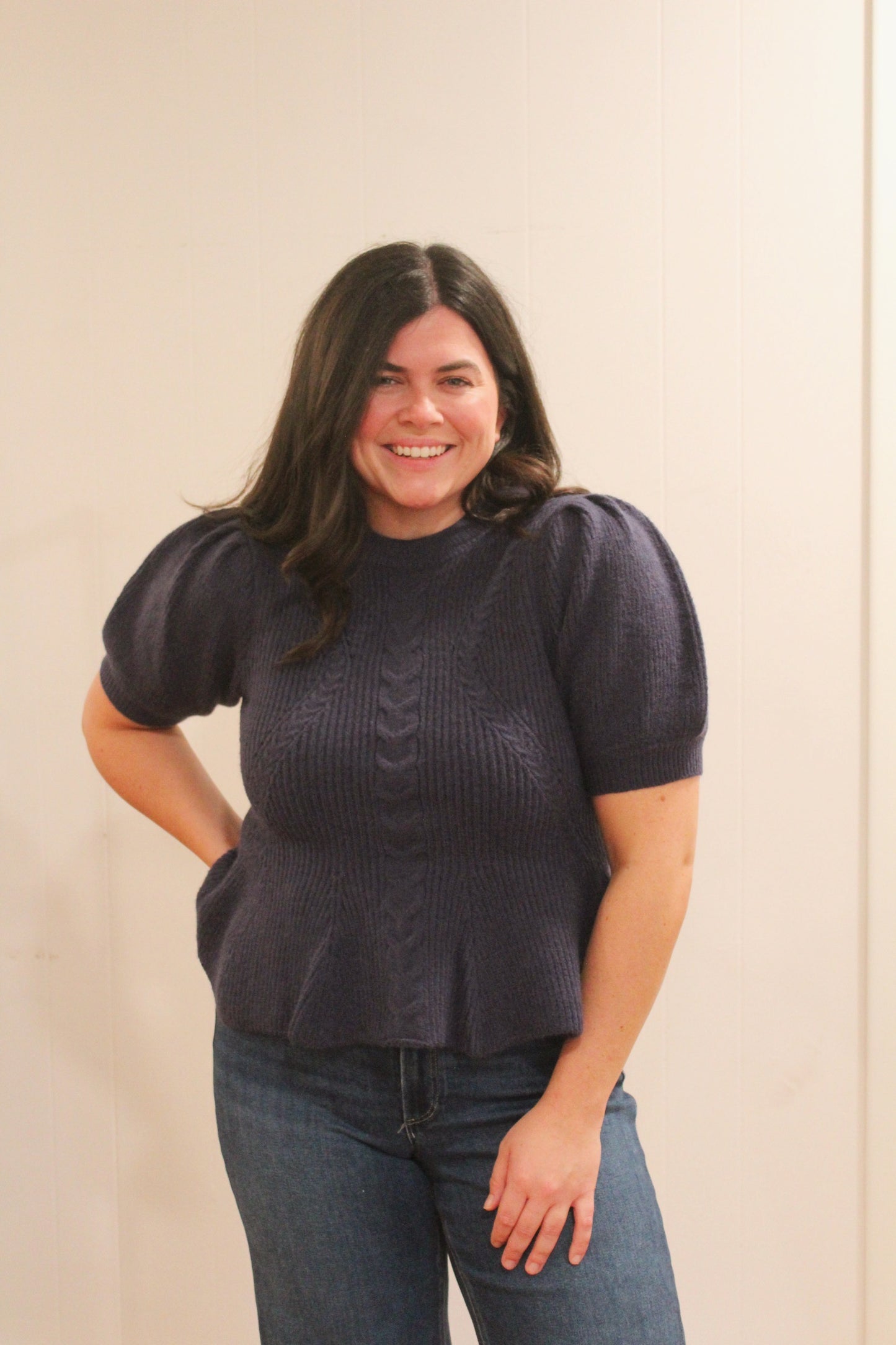 Navy Peplum Sweater