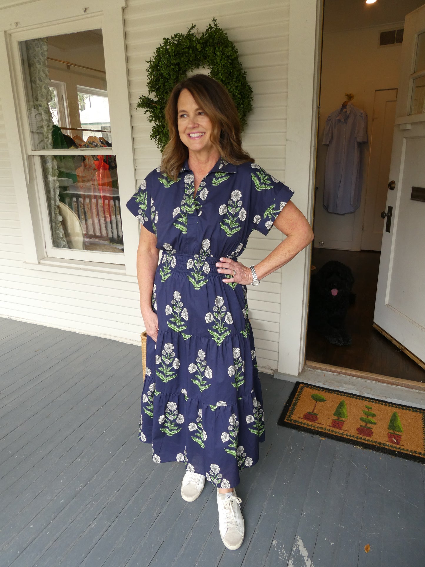 THML Navy Floral Midi
