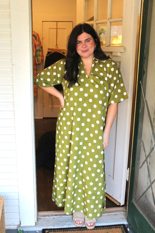 Green Polka Midi