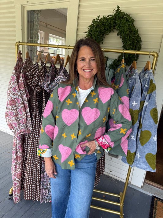 Green Canvas Heart Jacket