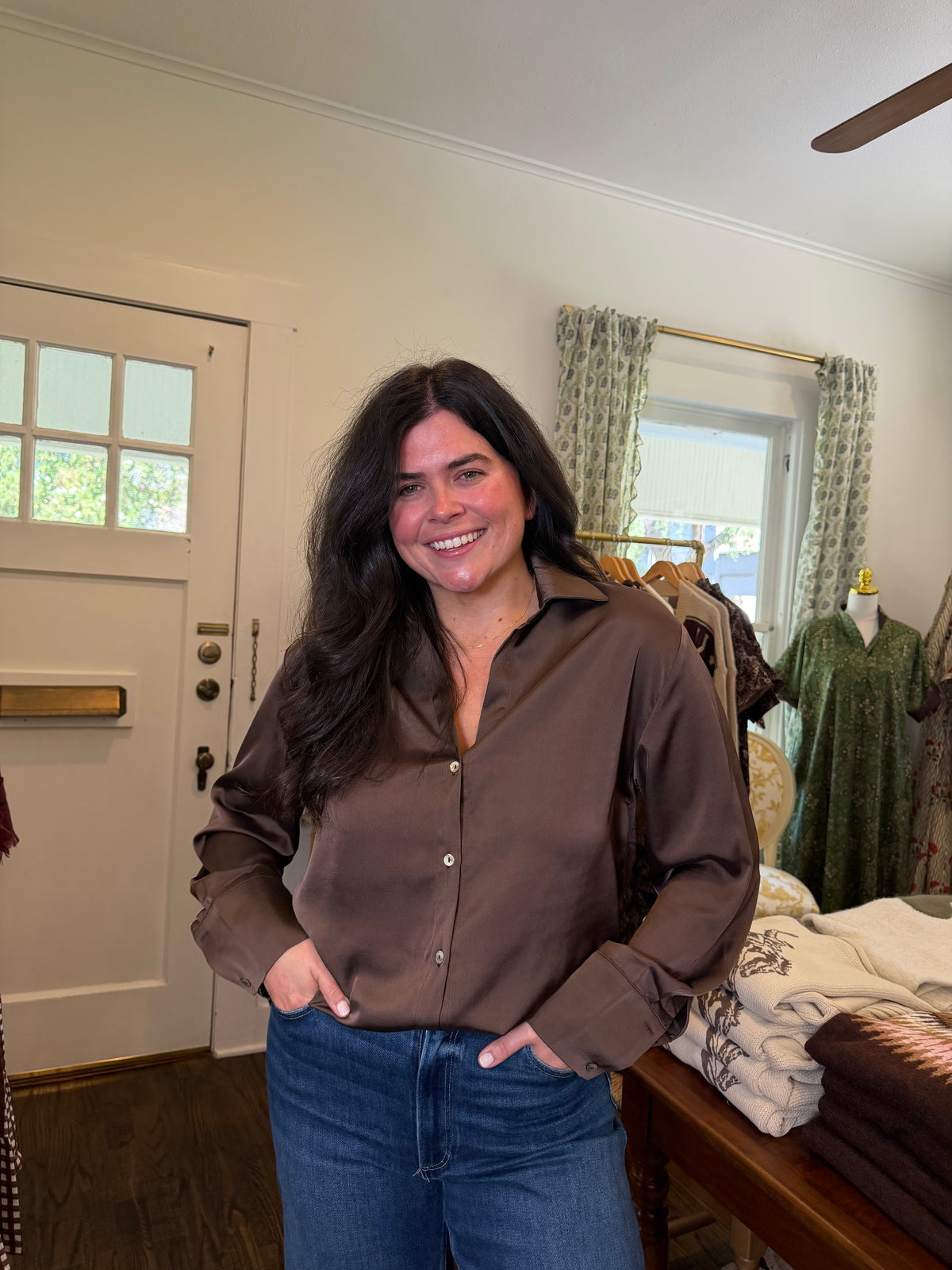 Brown Satin Shirt