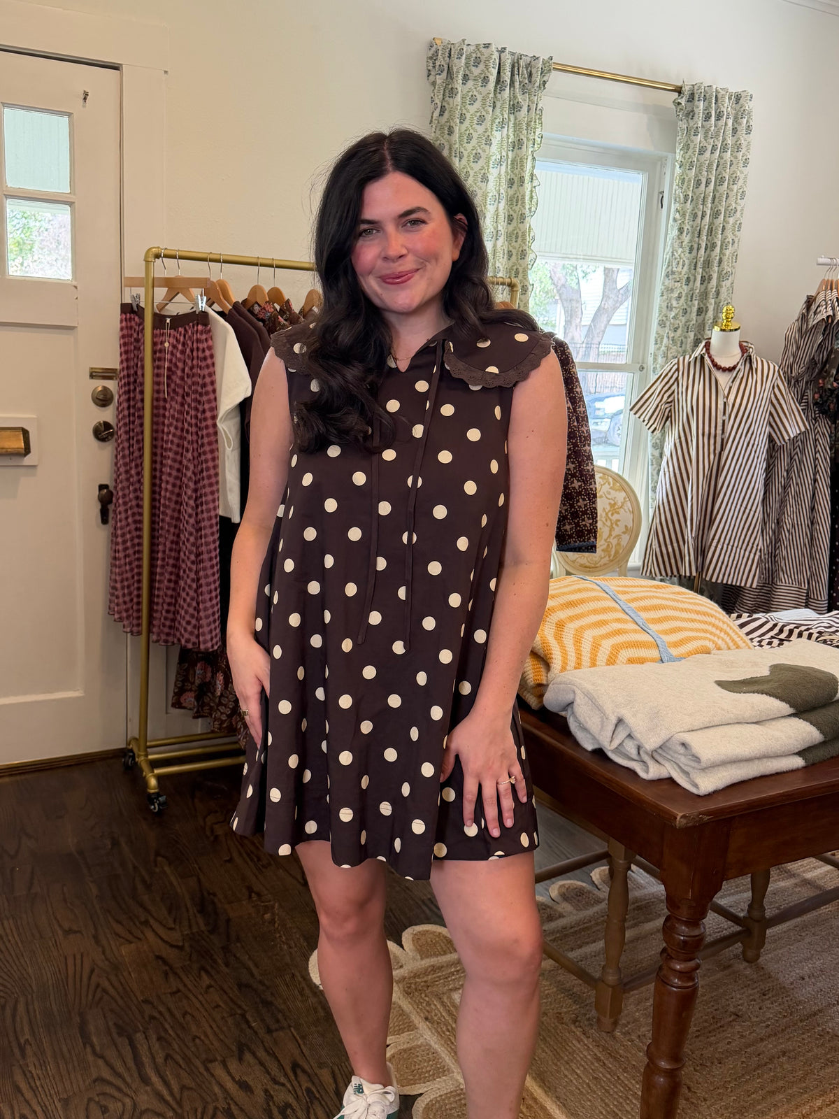 Polka Dot Bib Mini Dress