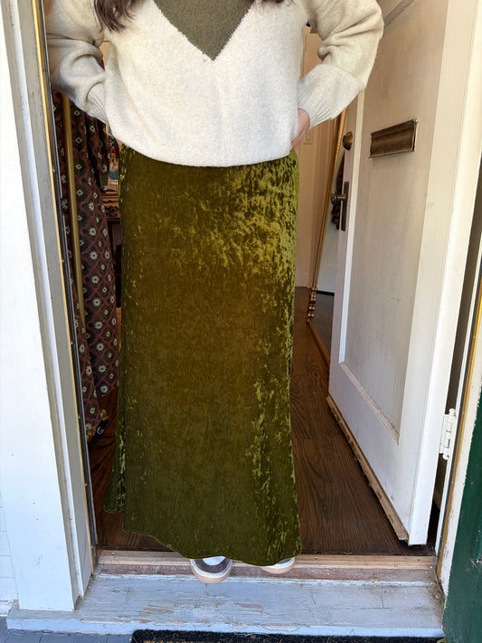 Olive Velvet Skirt