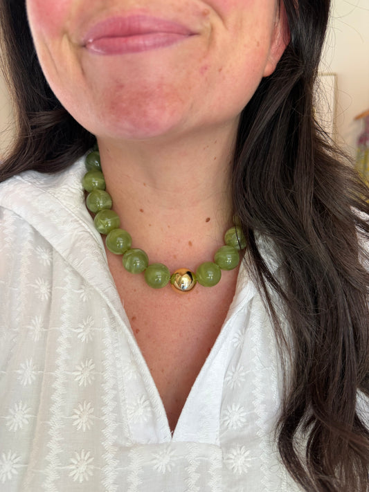 Green / Gold Bubble Necklace